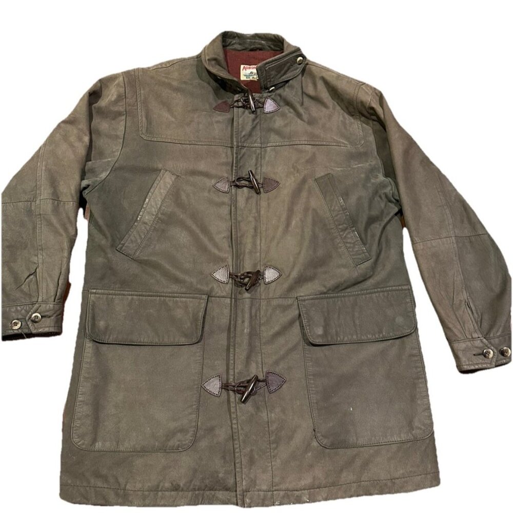 Savile Row Adirondack Olive Suede Leather Wool Lined Toggle Field-jacket  Men M